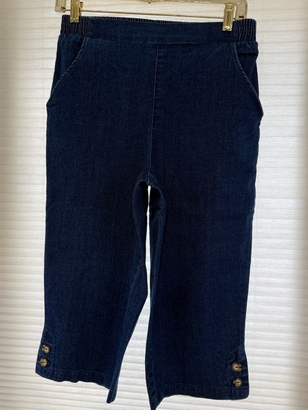 D&Co NWOT Skimmer /Capris Crop Pants - Indigo, Flat Front, Elastic Back, Stretch